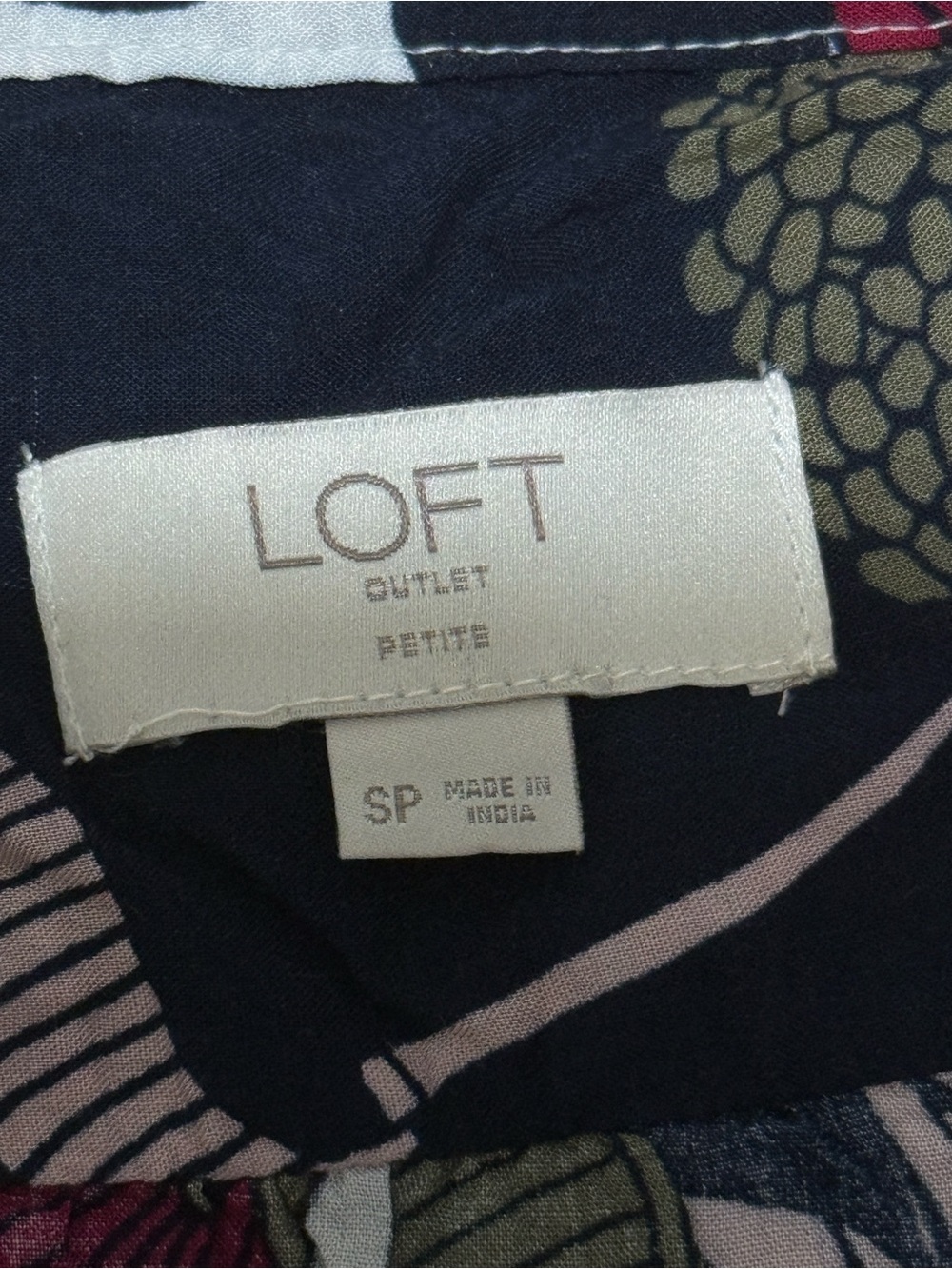 LOFT Navy, Pink & Burgundy Floral V-Neck Pullover Blouse - Picture 5 of 5